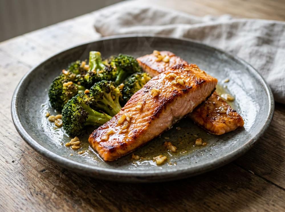 Zalm in de airfryer met broccoli en citroen