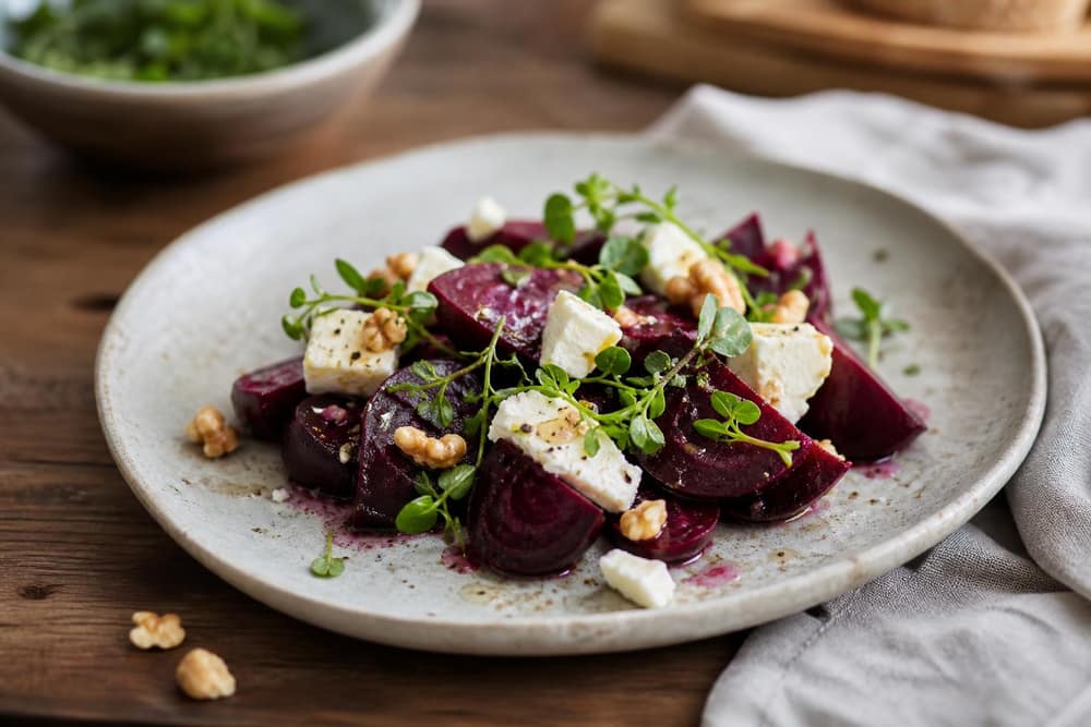 Bietensalade met geitenkaas en walnoot