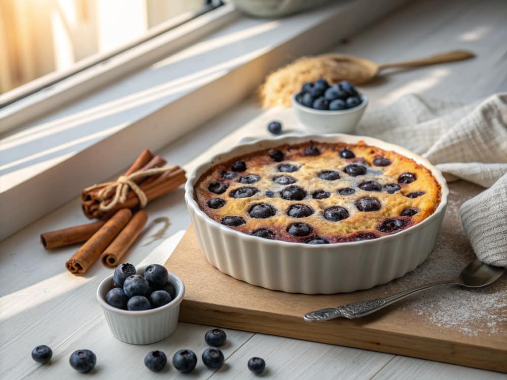 Bosbessenclafoutis met havermeel