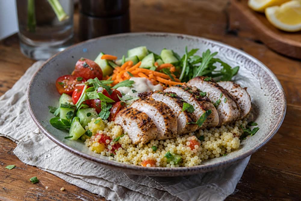 Caloriearme lunchbowl met kip en couscous