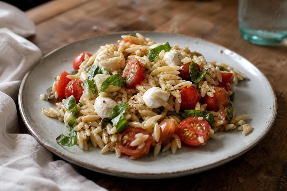 Caprese-orzosalade met mozzarella