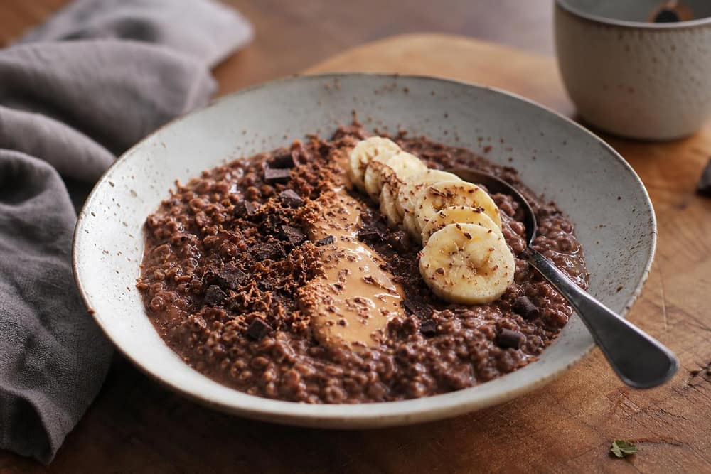Chocolade overnight oats met banaan
