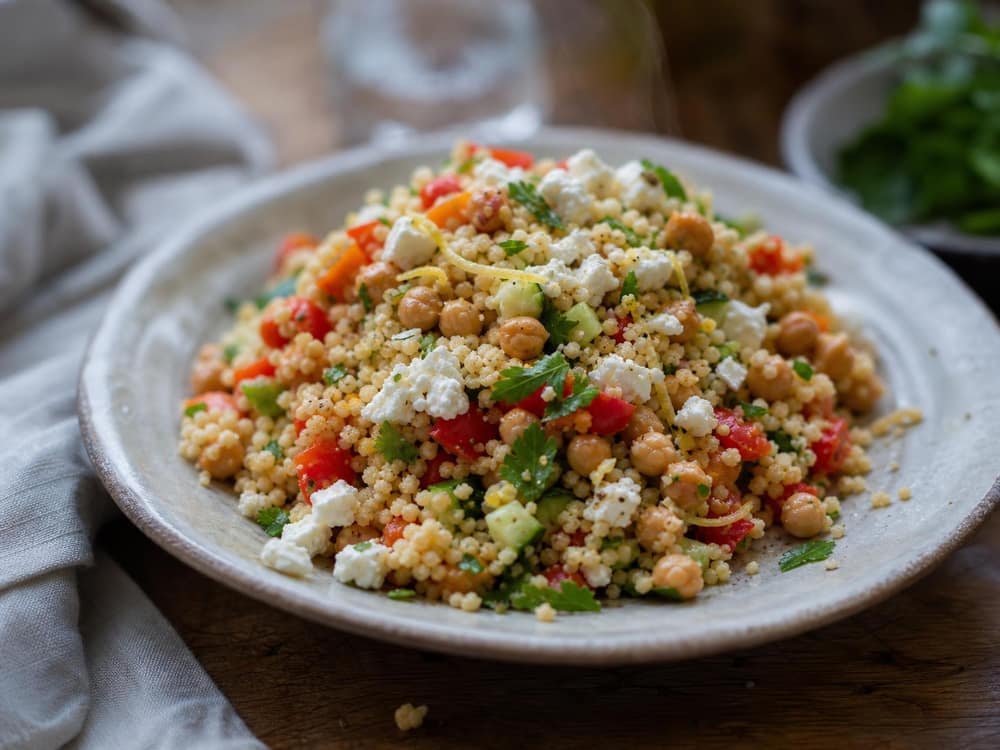 Couscoussalade met kikkererwten en feta