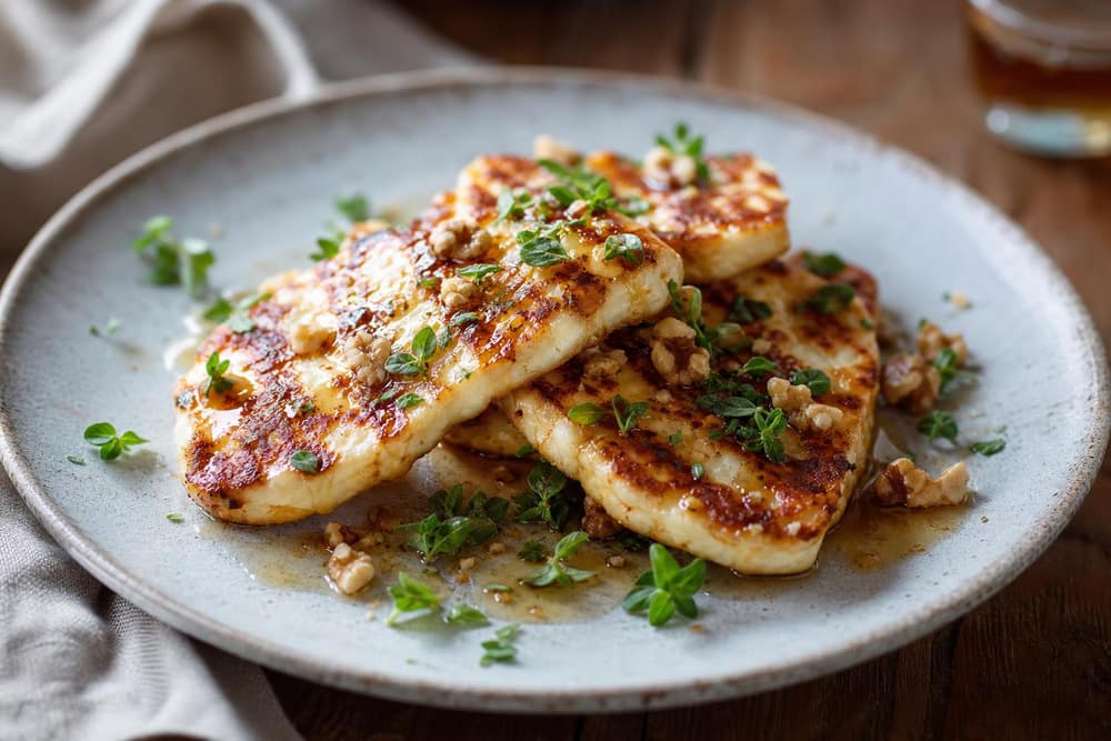 Gegrilde halloumi met honing