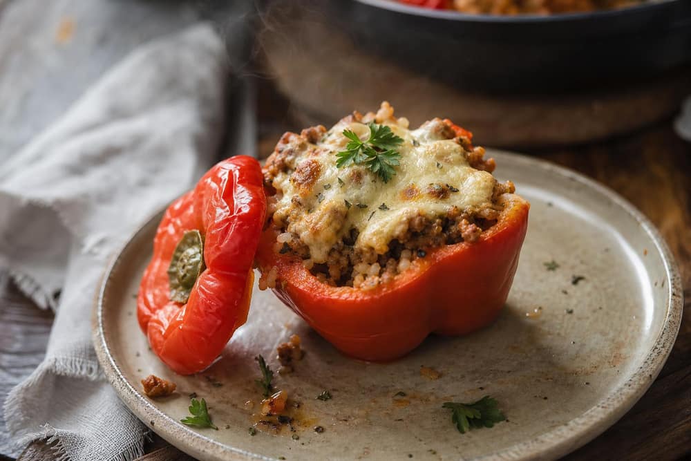Gevulde paprika met mager gehakt