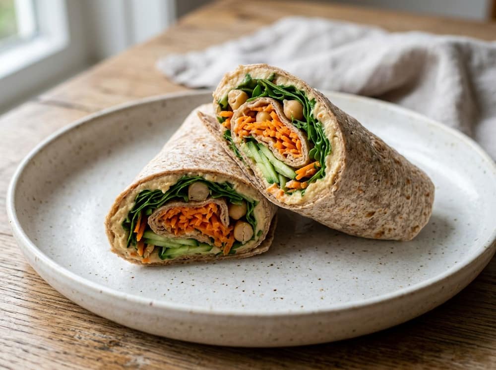 Koude wrap met hummus en groente