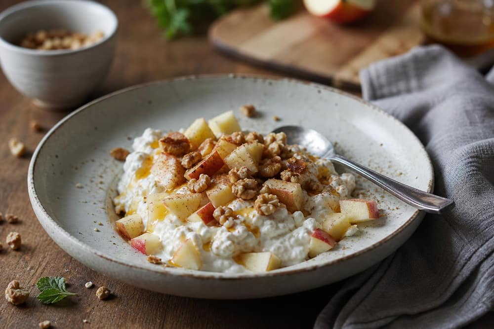 Kwark met appel en walnoot