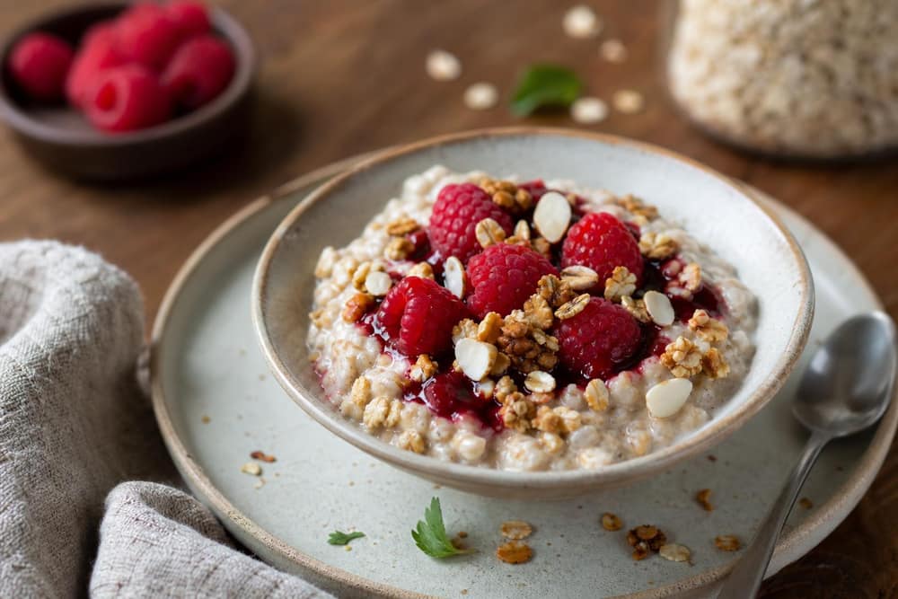 Overnight oats met frambozen