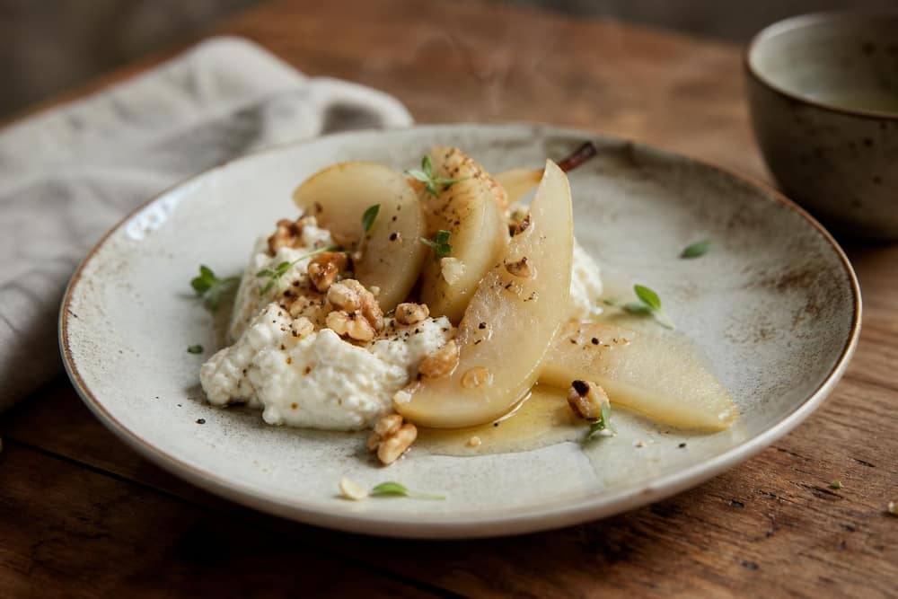 Peer-cottage cheese met honing