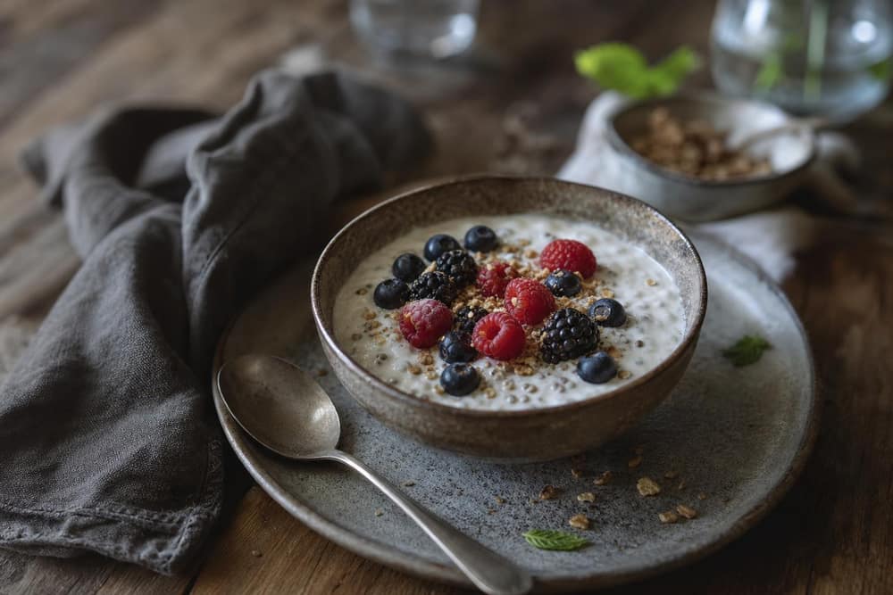 Proteïneyoghurt met chia en bessen