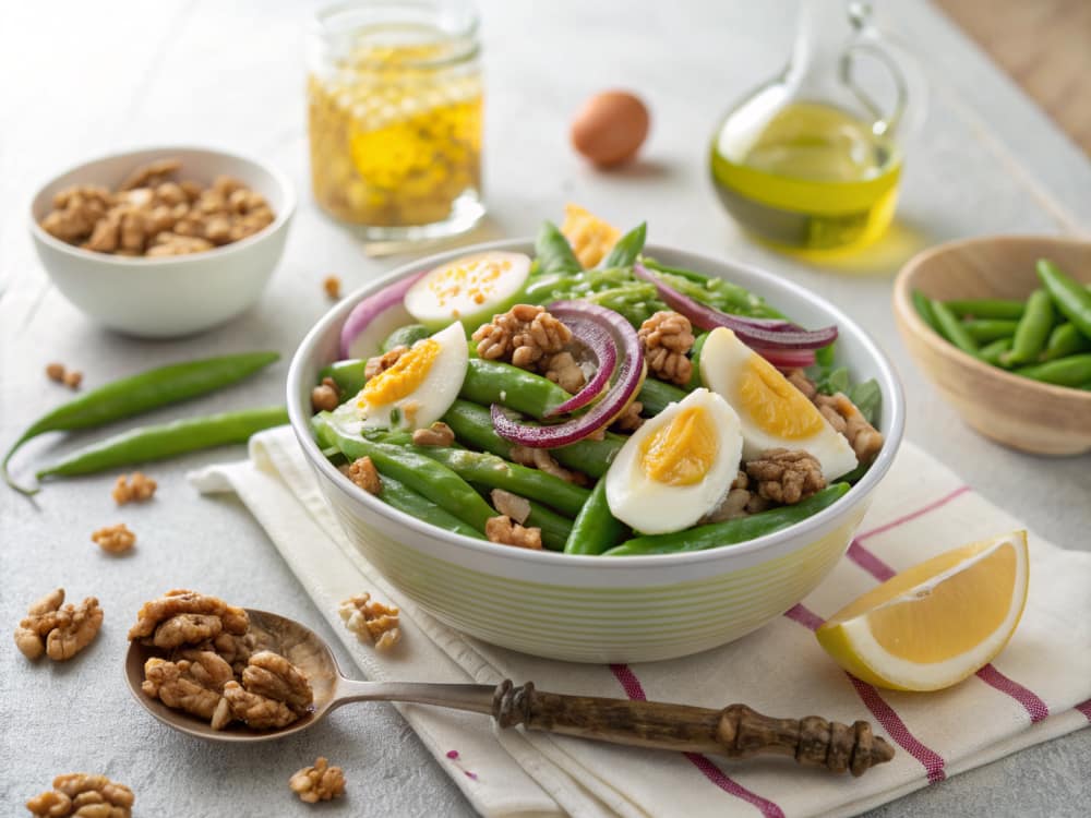 Sperziebonensalade met ei en walnoot