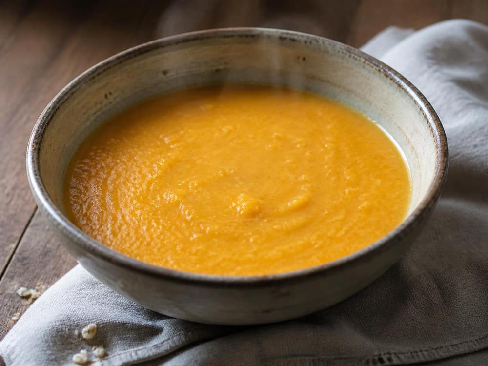 Zoete-aardappelsoep met gember en kokosmelk